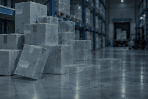 Image showing a warehouse with packages turning translucent